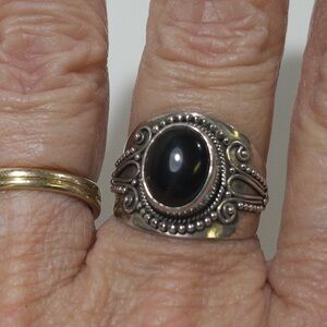 Black Onyx Sterling Silver Ring | Sz 7
